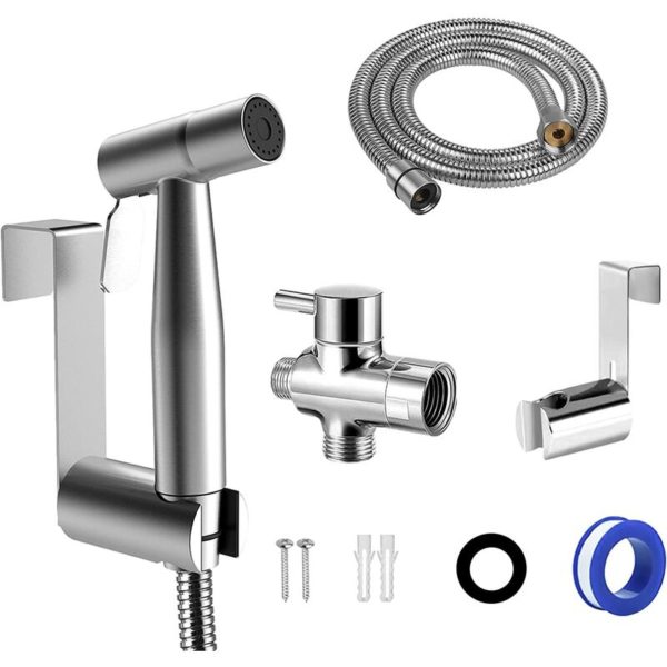 Monly - Toilet Shower Kit, Bidet Shower Set with G3/8' Valve, Stainless Steel Shower Sprayer, Hand Held Bidet Sprayer, For Personal Hygiene, Toilet