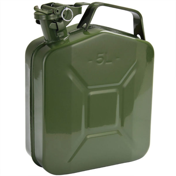 Monzana Fuel Can Jerry Cans Canister Steel Diesel Oil Petrol Gasoline Green Heavy Duty Cold Locking Pin Rolled un Approved 5 l Safety Bracket Robust