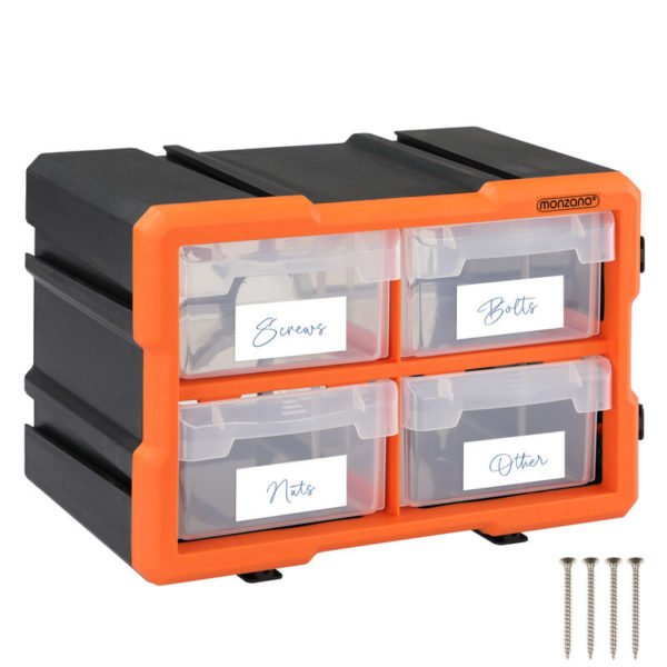 Monzana Small Parts Storage Compartment Case Transparent Bits and Bobs Organiser Multi Drawer DIY Tool Box Ideal for Screws Nails Nuts and Bolts 8