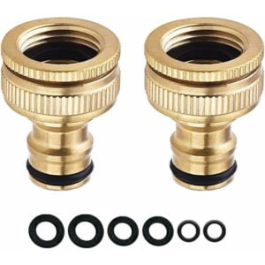 Morejieka - Set of 2 watering faucet connectors - 3/4 inch and 1/2 inch Female brass female tap connector 2 in 1 for hose pipe, threaded faucet