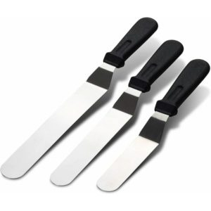 Morejieka - rLife angled spatulas in patisserie - Spatula Coudee Pastry 3pcs tilted icing pallet spoon shovel or kitchen spoon stainless steel for