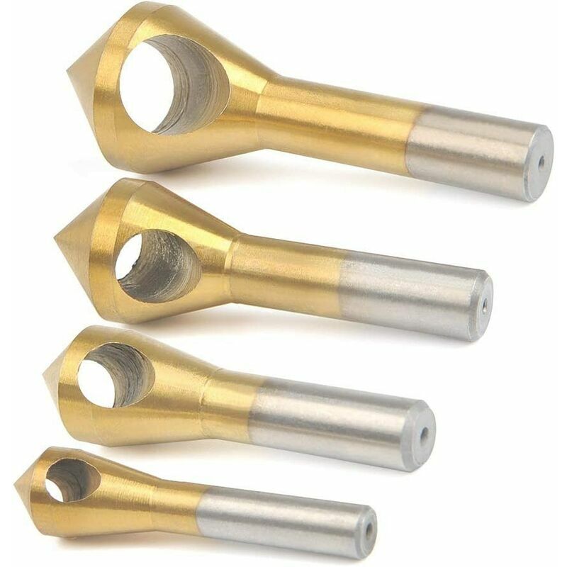 Morejieka - rlife Chamfer Cutter 4Pcs Conical Drill Bit Chamfering Set Countersink Deburring Countersink for Cutting Metal Wood and Plastic
