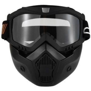 Mortorcycle Mask Detachable Goggles and Mouth Filter for Open Face Helmet Motocross Ski Snowboard (transparent eyepiece)