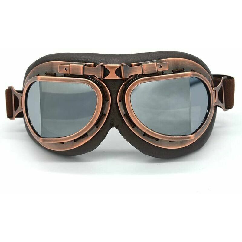 Motocross Goggles, Steampunk Vintage Aviator Style Pilot Motorcycle Cruiser Scooter Goggle Biker Racer Cruiser Touring Helmet Half Helmet (Copper,