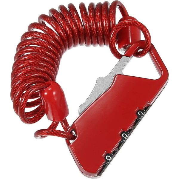 Motorcycle Helmet Lock 3 Digit Resettable Cable Combination Lockred 1pcs - Flkwoh