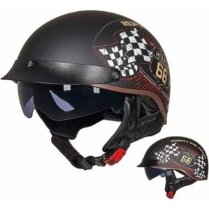 Motorcycle Helmet ,Matte Black for Scooter Chopper Motorcycle Helmet Men and Women DemiJet ece Approved Helmets DemiJet Helmet Pilot Retro Scooter