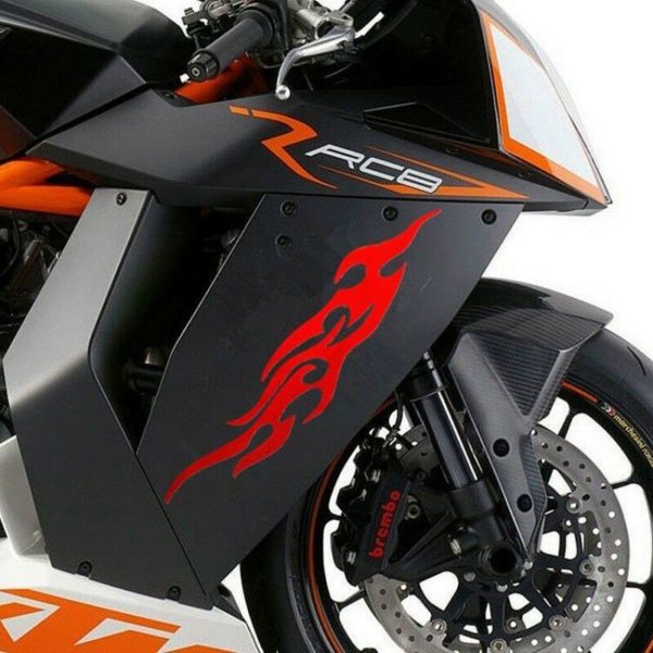 Motorcycle Helmet Sticker,Vinyl Flames Sticker Personalized Car Stickers Hood Sticker for Car Bike Helmet Stickers Decals J27 30CM Red