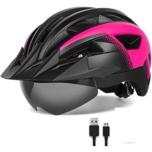 Mtb Helmet Adult Cycling Helmet With Detachable Visor And Goggles Rechargeable Led Taillight Cycling Helmet For Men And Women Size M/L/Xl
