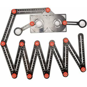 Multi-Angle Measuring Ruler, 6-Sided Angle Measuring Tool with Punch Locator, Aluminum Alloy Multi-Function Angle Ruler for Builders, Craftsmen,