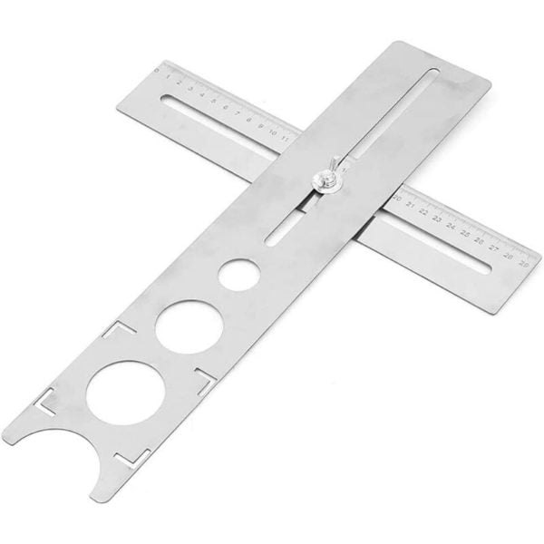 Multi-Angle Measuring Ruler, Tile Finder Multi-Template Angle Jig Tool, Adjustable Hole, Stainless Steel (Centimeters)