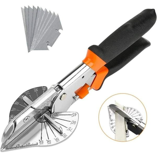 Multi-Angle Miter Shear Cutter, Multifunctional Miter Shears Hand Tools, 45 Degree 135 Degree Miter Shears Cutting Tool with Spare Blades for Cutting