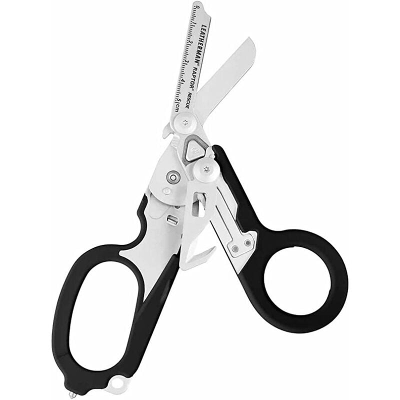 Multi-Function Stainless Steel Medical Scissors, with 6 Tools Including Oxygen Cylinder Wrench and More, Made in usa, Black Color, Case Included