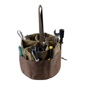 Multi-Function Tool Storage Bag, Bucket Tool Bag with Multiple Pockets and Side Drawstring, Nylon Handle (Khaki).. Thsinde