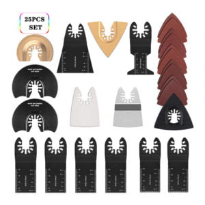 Multi Tool Saw Blades Accessory Kit, 25 Piece Oscillating Multi Tool Accessory Universal Saw Blade for Fein Multimaster, Dremel, Bosch, Makita,
