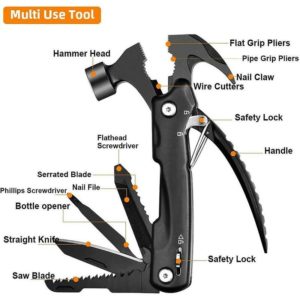 Multi-function Hammer 15 In 1 Multi-tool From Survival Kit, Stainless Steel Portable Multi-function Tool With Hammer, Knife, Pliers, Screwdriver,