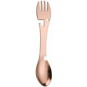 Multi-function Spork Scoop Cutlery 5 In 1 Fork Spoon Camping Tool Rose Gold-