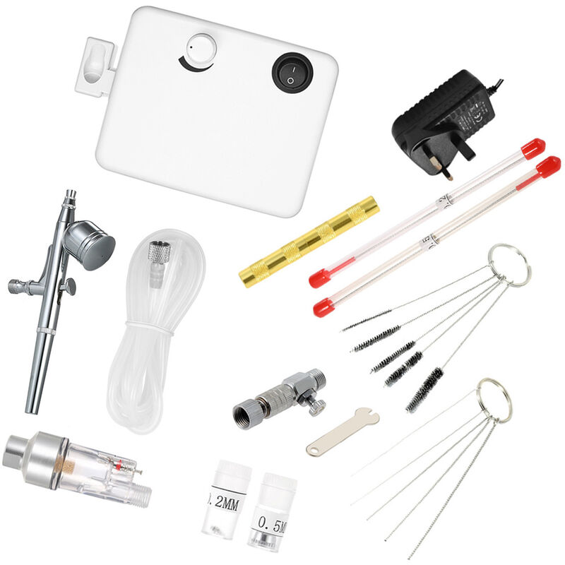 Multi-purpose Dual Action Airbrush Mini Air Compressor Set Gravity Feed Air Brush Kit for Art Painting Tattoo Manicure Craft Cake Spray Model Air