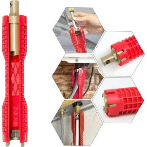 Multi-purpose Pipe Wrench, Change Faucet Tool Faucet and Sink Repair Tool Plumber Socket Wrench Plumbing Tools Pipe Wrench for Kitchen (red) SOEKAVIA