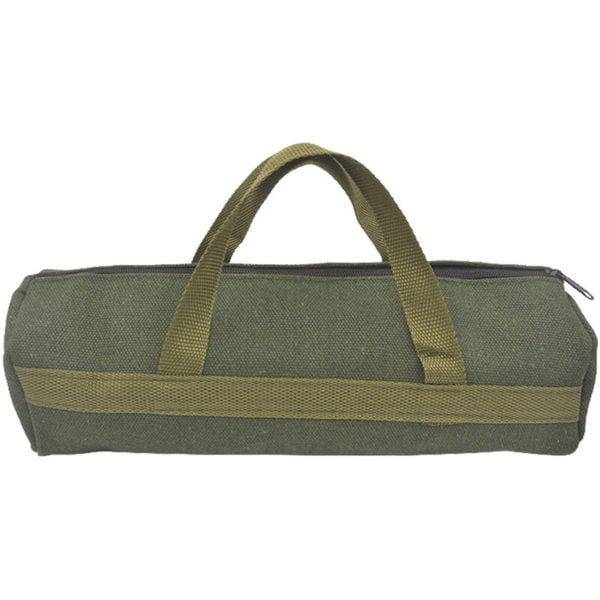 Multifunction Canvas Tool Bag with Zipper Wide Mouth Multi-purpose Utility Bag Cylindrical Bag with Carrying Handle Canvas Zipper Bag Tool Pouch