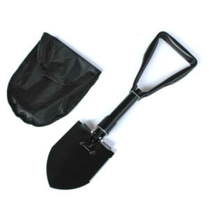Multifunctional Carbon Steel Folding Shovel Nylon Bag for Survival, Camping and Garden (Black)