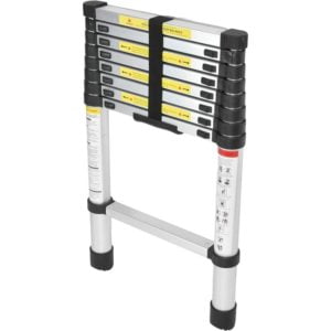 Multifunctional Extendable Ladder, Metal Telescopic Ladder 2.6M Folding Handrail Ladder for Workshop Construction Farm, Load Capacity 150 kg