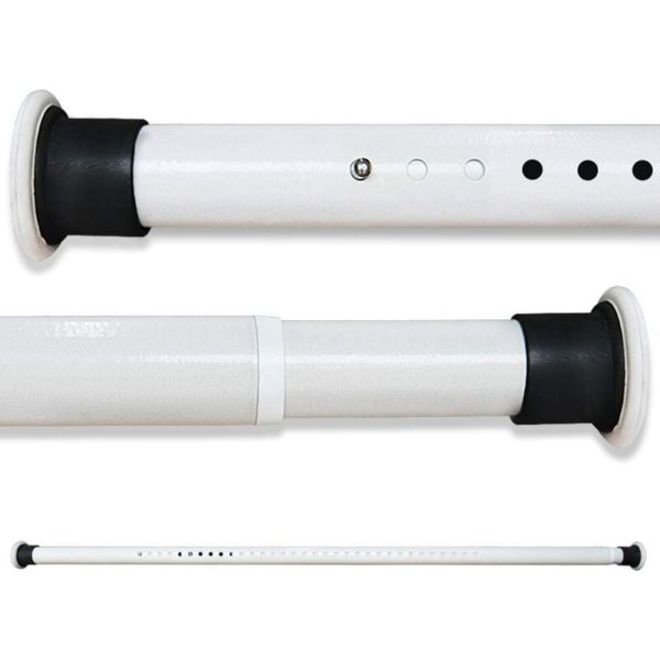 Naxunnn - No Drilling Extendable Shower Curtain Rod 160-210CM Carbon Steel White Clothes Curtain Rod Telescopic Tension Bar for Bathroom Window
