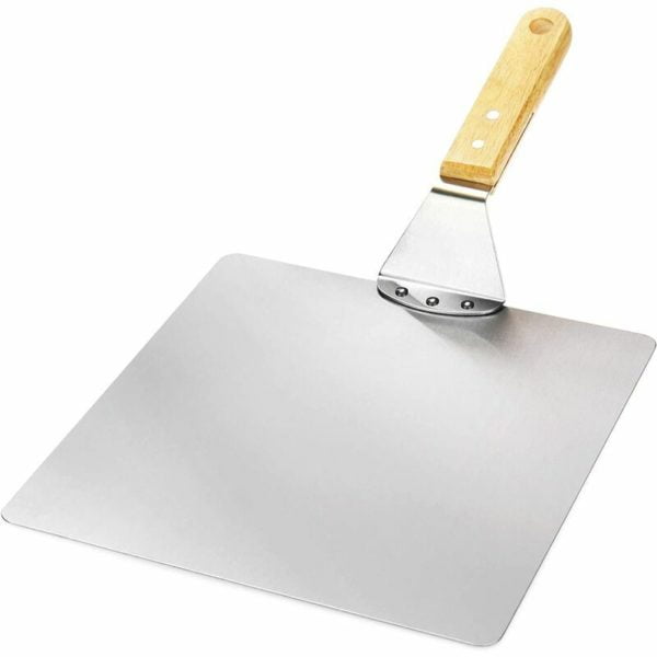 Naxunnn - stainless steel pizza shovel - pizza and cake shovel with wooden handle - pizza pusher for pizza, tarte flambée, rolls and bread