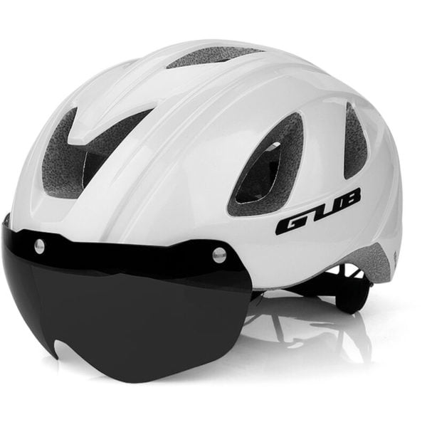 New K90 plus Bicycle Helmet,with Magnetic Glasses,Lightweight Safety Bike Helmet,White - White