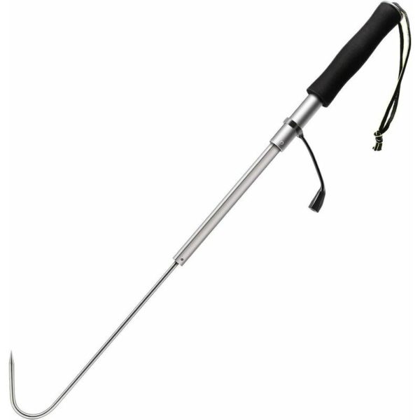 New Three-Section, Telescopic Fish Gaff with Stainless Sea Fishing Spear Hook Tackle, Aluminum Alloy Pole