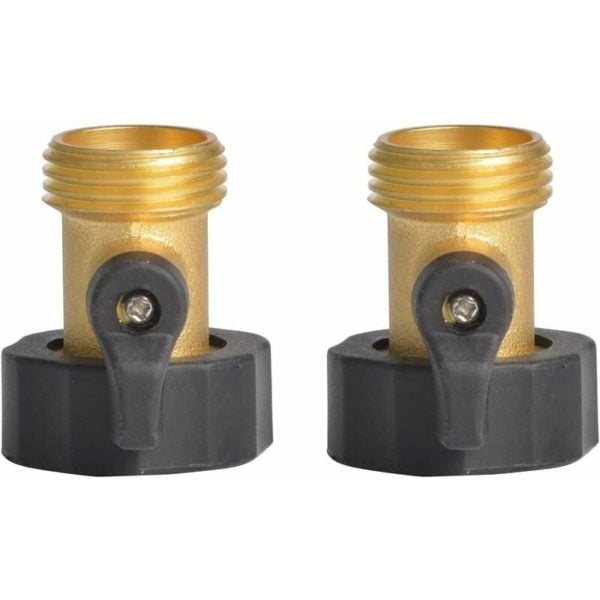 Nh Heavy Duty Brass Shut Off Valves / Garden Hose Connectors with Extra Rubber Gaskets (2 Pack)