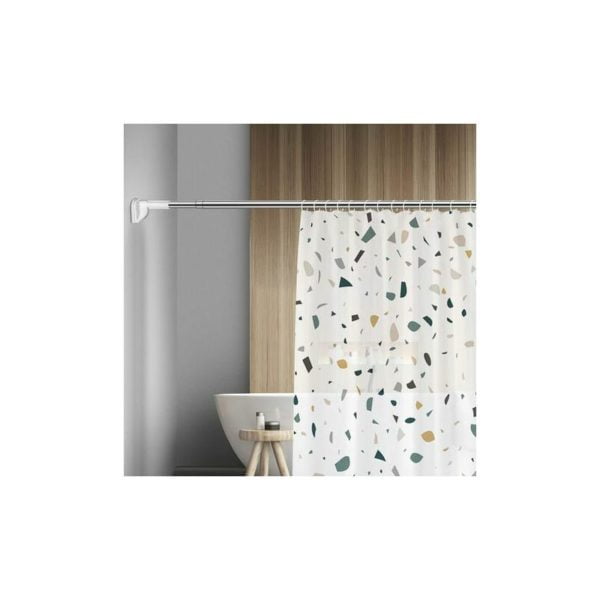 No Drilling 50-80CM Stainless Steel Shower Curtain Tension Rod Rubber Telescopic Rod for Cabinet/Bathtub/Window/Dryer