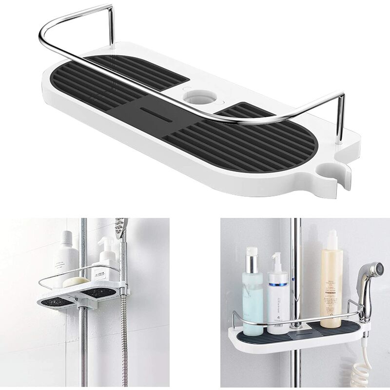 No Drilling Shower Caddy for Shower Rail, Aluminum Alloy Adjustable