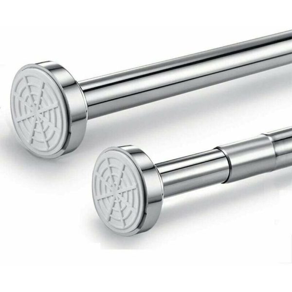 No Drilling Stainless Steel Telescopic Shower Curtain Rod Adjustable By Rotation Firmer And Safer Than Shower Rod Clothes Rail. (65-100CM)