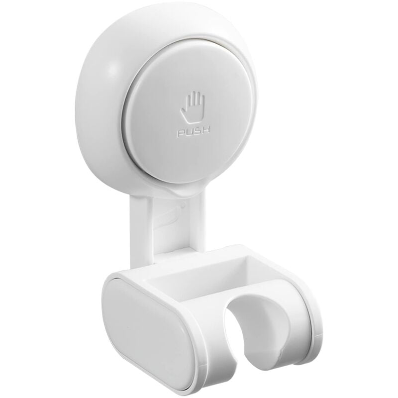 No Drilling Suction Cup Shower Head Holder Waterproof Height Adjustable Bathroom Shower Head Holder Wide Angle Adjustable White