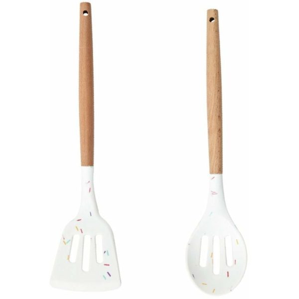 Non-Stick Cooking Utensils Wooden Handle Cooking Tool Set - Wooden Kitchen Utensils Shovel + Colander