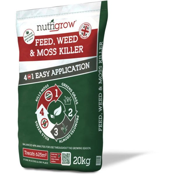 Nutrigrow - Weed, Feed & Moss Killer 4in1 Lawn Fertiliser - 20kg