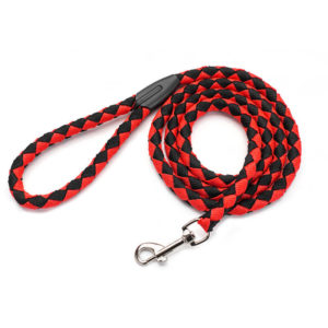 Nylon braided dog leash, easy to control, non-telescopic, high-quality hardware, red - red
