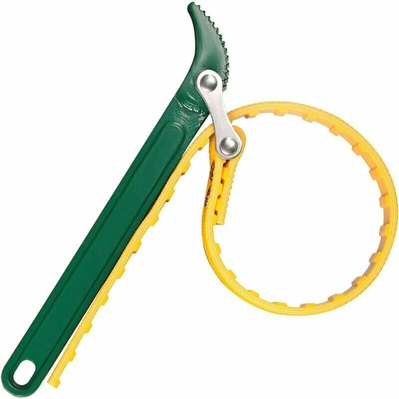 Oil Filter Strap Wrench - 8 Inch Multi-Function Rubber Strap Wrench Ratchet Bottle Opener Adjustable Hose Hand Tool (Yellow)