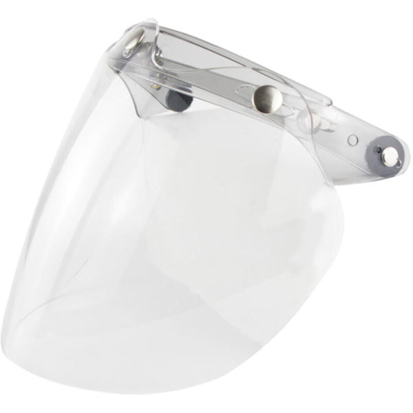 Open Face Helmet Visor Motorcycle Helmet Bubble Lens 3-Snap Bubble Wind Shield Visor,Transparent - Transparent