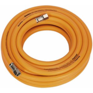 Orange High-Vis Hybrid Air Hose with 1/4 Inch bsp Unions - 10 Metres - 8mm Bore