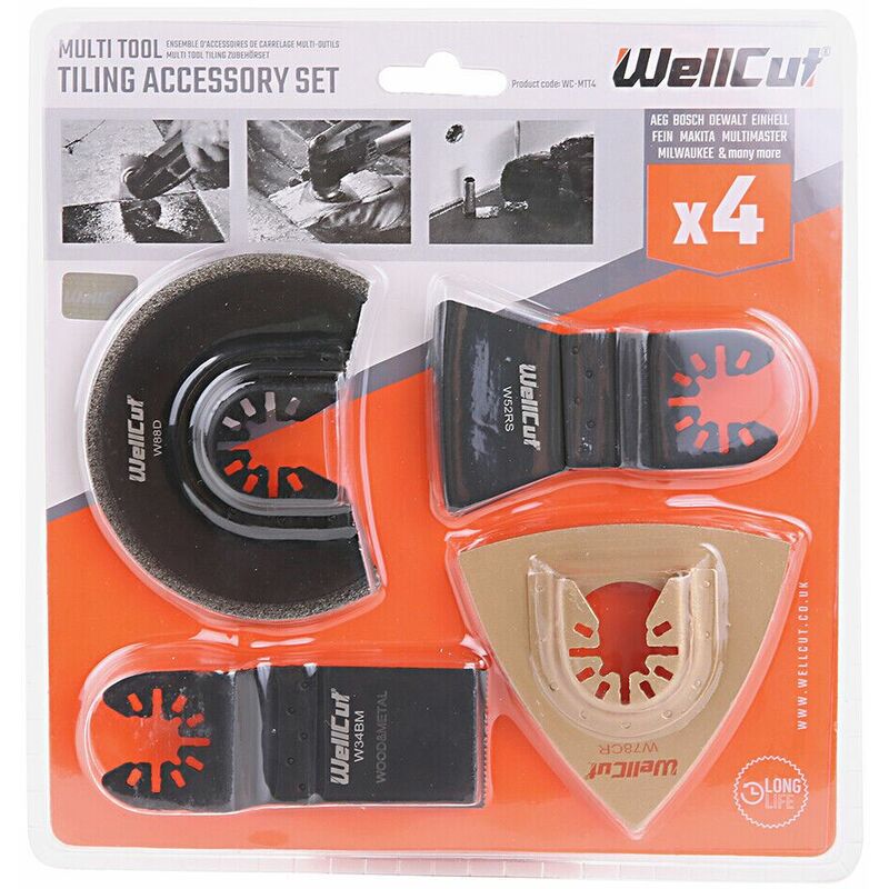 Oscillating Multi Tool Saw Blades Kit 4 Piece Tiling Accessories Set