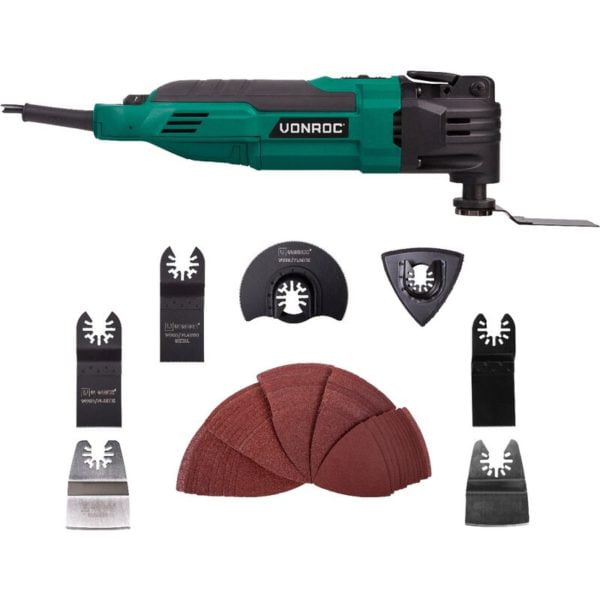 Oscillating Multi tool 300W - quick-release system, variable speed - Complete set incl. 61 accessories and toolbag - Vonroc