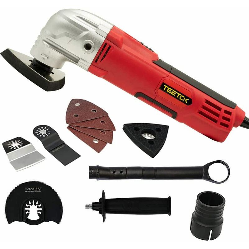 Oscillating Multitool 300W Detail Sander Precision Cutter Saw Grinder Scraper | Variable Speed - 15pcs Accessory Kit with Sanding Pads