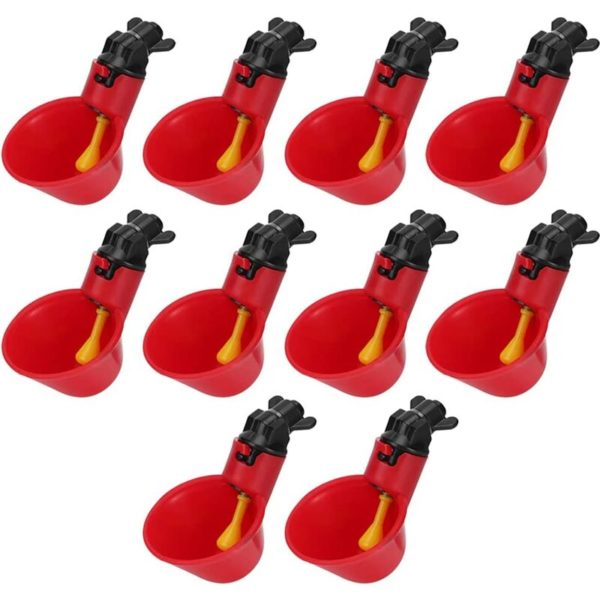 Osqi - Chicken Waterer, 10 pcs Automatic Poultry Water Dispensers with Sprinkler Cups for Poultry House Chicken Duck Poultry Drinker Feeder