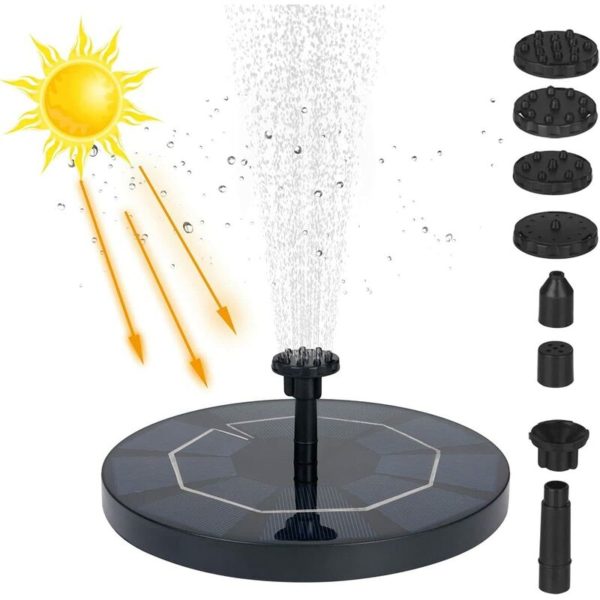 Osqi - Outdoor Floating Solar Fountain 3.5W, Solar Pond Pump with 1500mAh Battery and 6 Nozzles, Solar Floating Fountain for Ponds Garden Aquarium