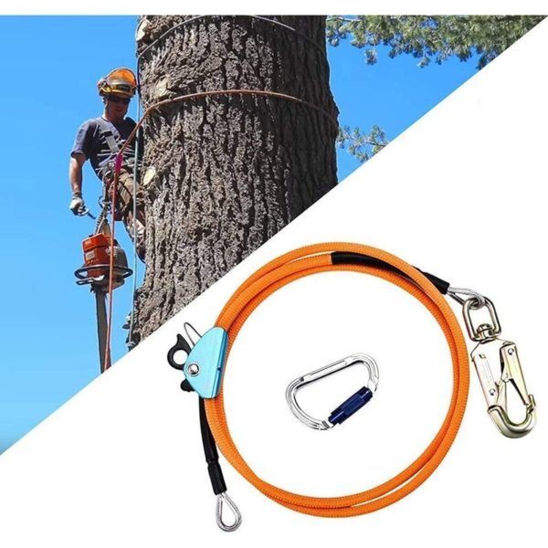 Outdoor Safety Rope, with Triple Lock Carabiner Adjuster, Adjustable Lanyard, Tree Climbing Trees (12mm3m)