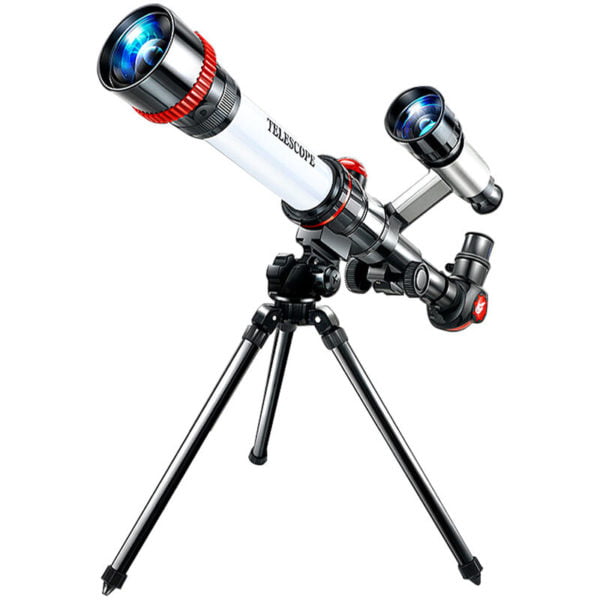 Outdoor Telescope High Clear Astronomical Refracting Telescope Science Teaching Toy with 20X 30X 40X Magnification Eyepieces Tripod, Red - Red