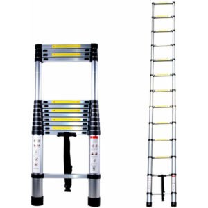 Outdoor Unilateral Telescopic Ladder Portable Multifunctional Ladder Maximum Load: 150kg - Silver