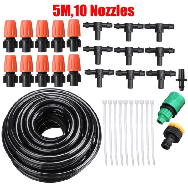 Outdoor Water Misting Irrigation System Kit 5M Water Tube with 10pcs Sprinkler Kit