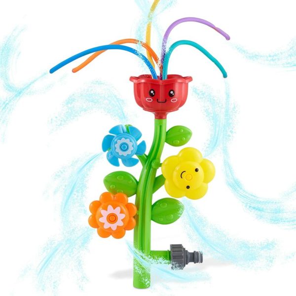 Outdoor Water Spray Sprinkler for Kids and Toddlers - Cute Lawn Spinning Flower Kids Sprinkler w/ Wiggle Tubes - Splashing Fun for Summer Days